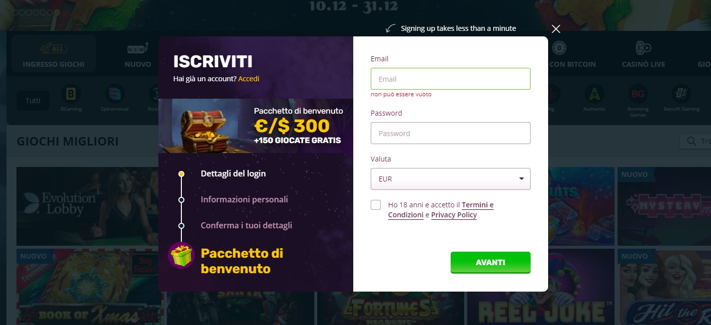 Come aprire un account su playamo