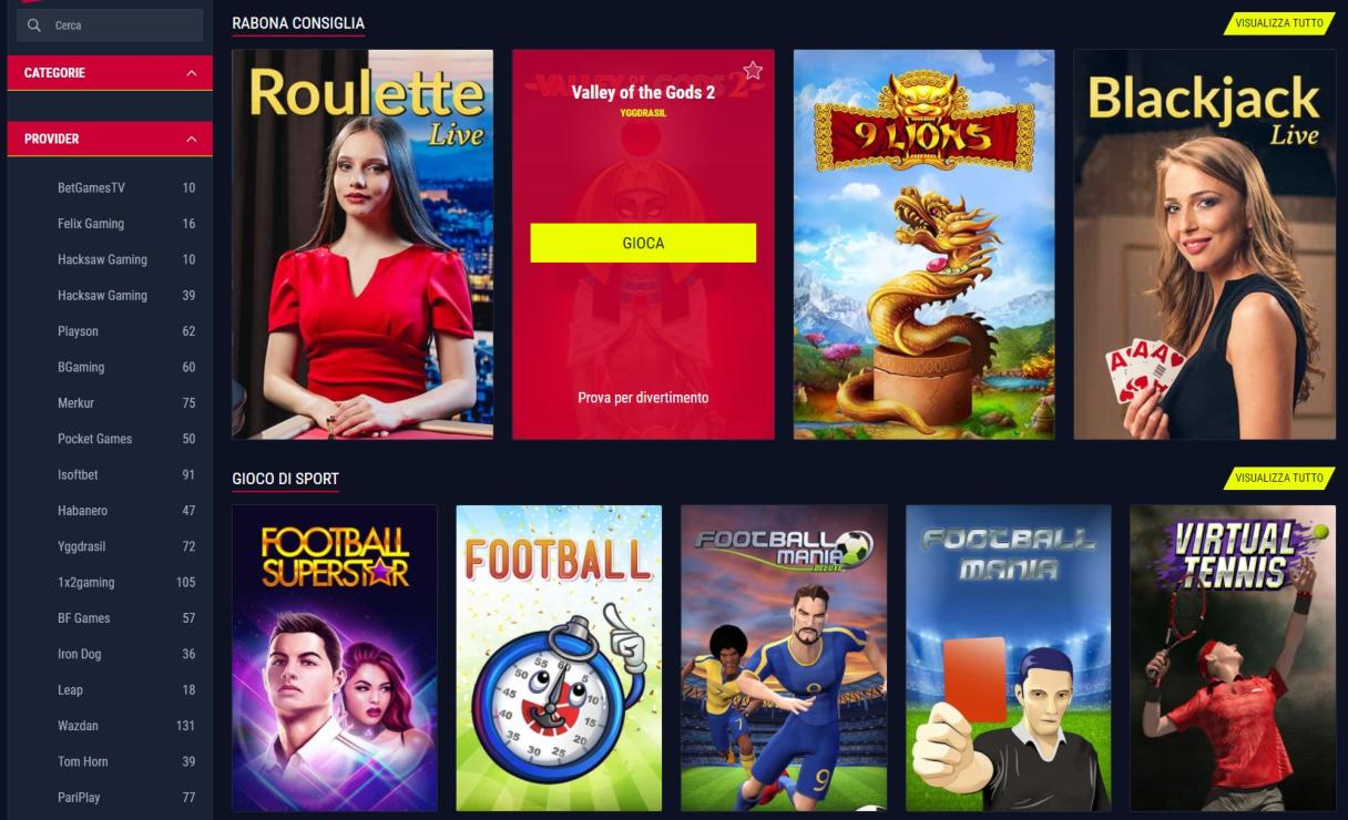 Giochi disponibili su rabona casinò