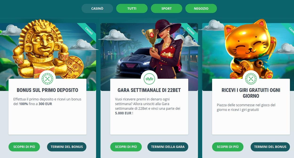 22Bet Casino bonus