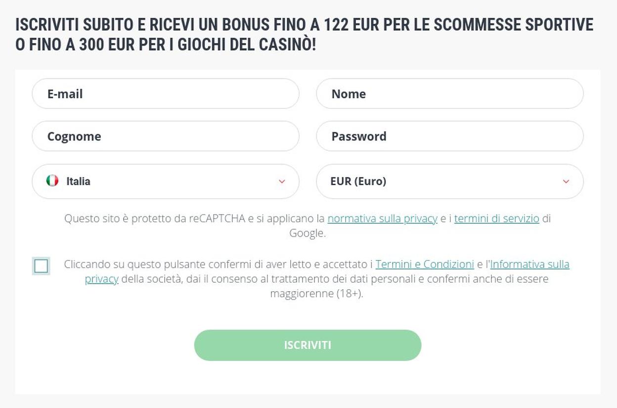 Come registrarsi al sito di 22bet