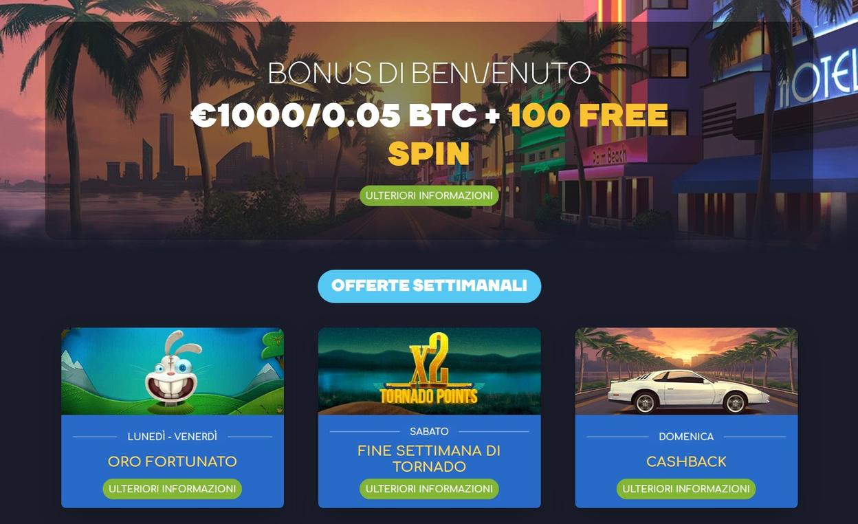 Wild Tornado bonus di benvenuto