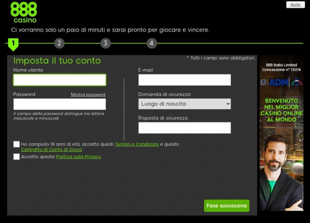 Come registrarsi su 888Sport
