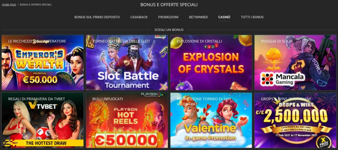 Betwinner il bonus di benvenuto
