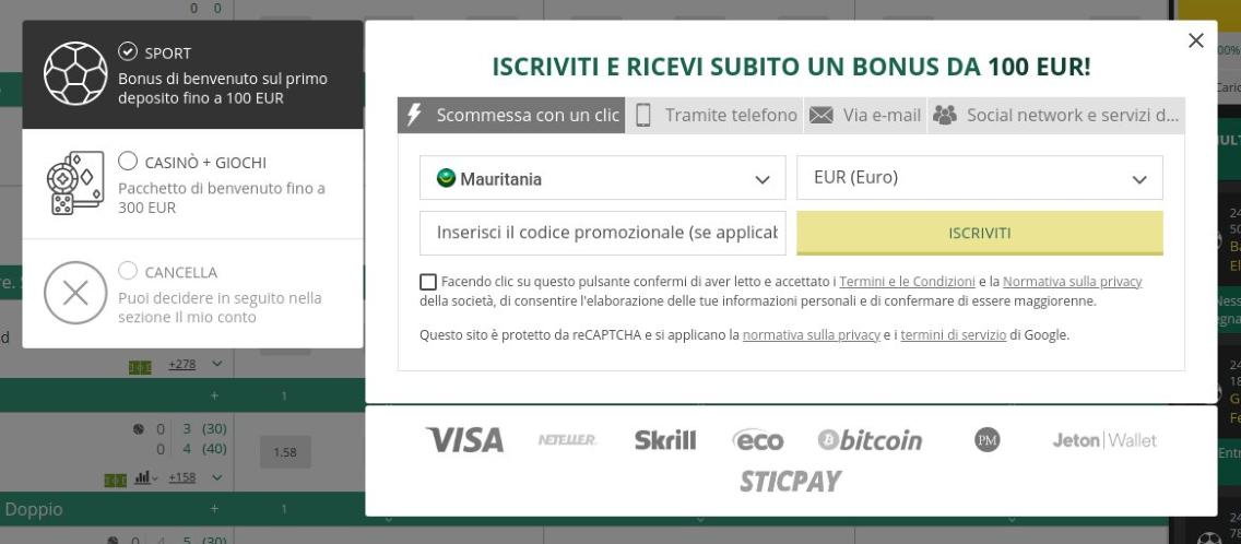 Come aprire un account su Betwinner