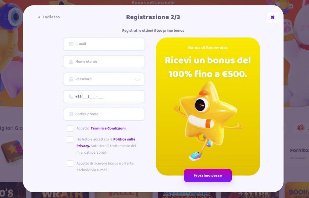 Come aprire un account su 7 signs casino
