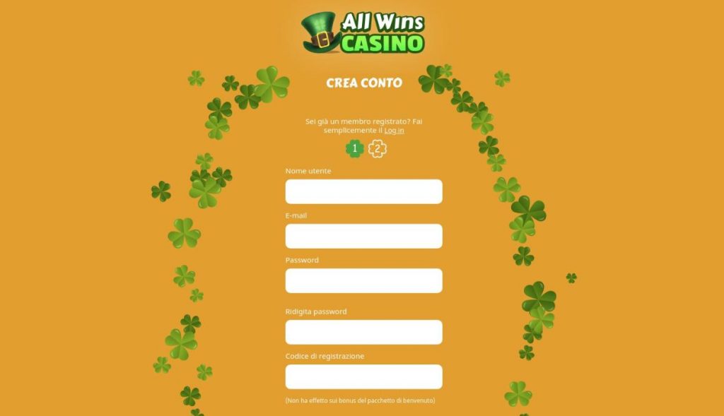 COME APRIRE UN ACCOUNT SU ALL WINS CASINO 