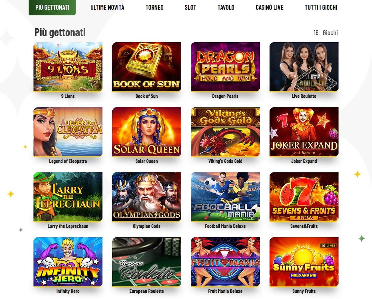 Giochi disponibili su machance casino