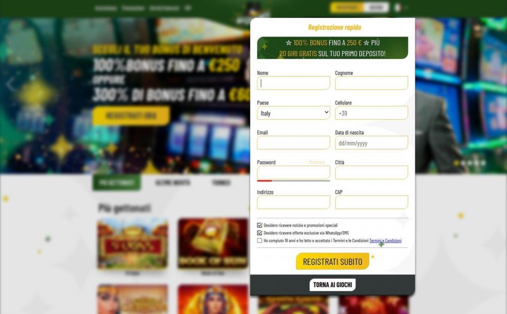 Come aprire un account su machance casino