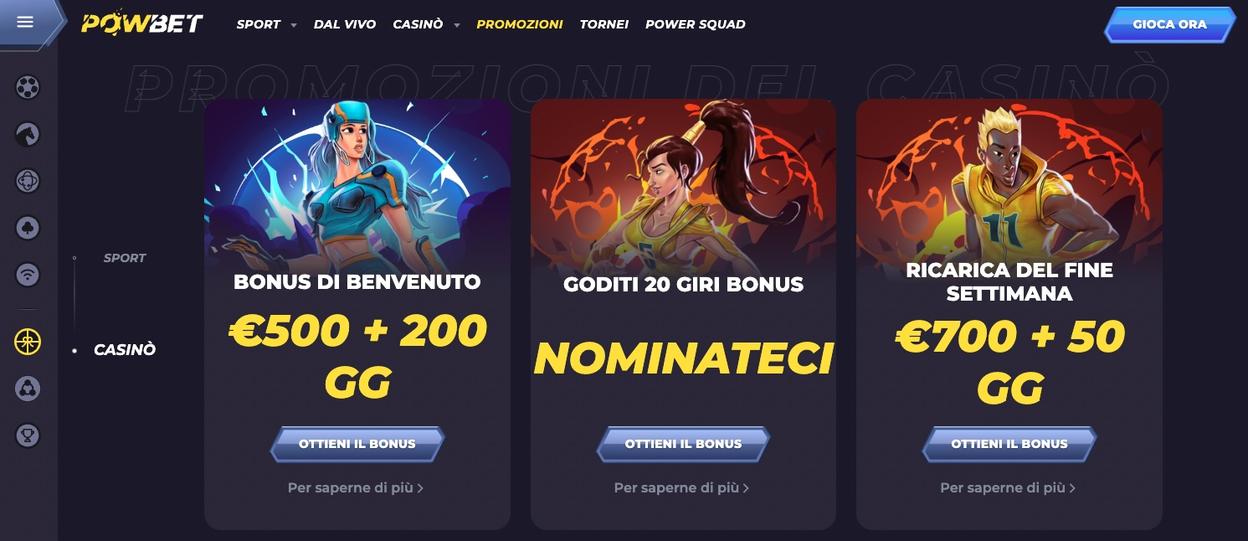 PowBet promozioni